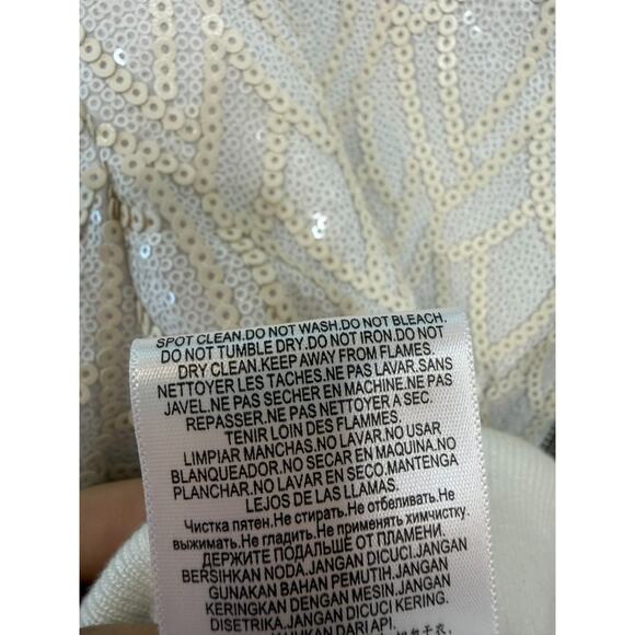 BCBG NWT L White Sequin Zip Up Jacket "Bella" Party Flirty Fun Unique Chic $268 - Picture 3 of 8